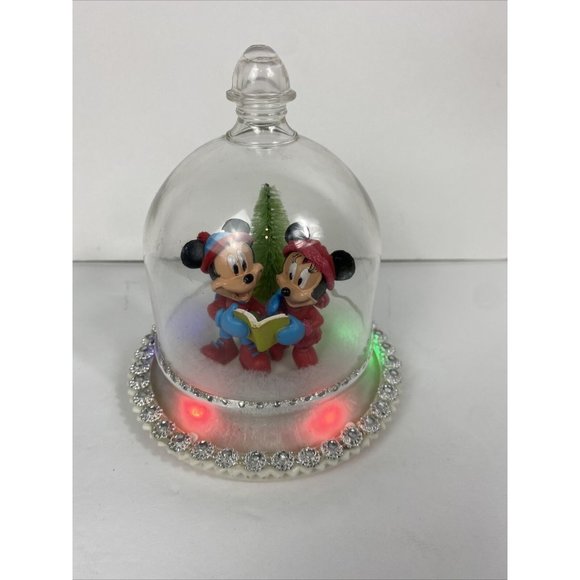 Disney MICKEY MINNIE MOUSE GEMMY MUSICAL LIGHTED GLOBE LIGHTS UP CAROLS CAROLING - Picture 3 of 13